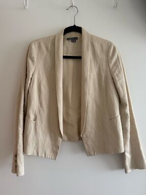 Vince Linen Open-Front Blazer in Light Beige